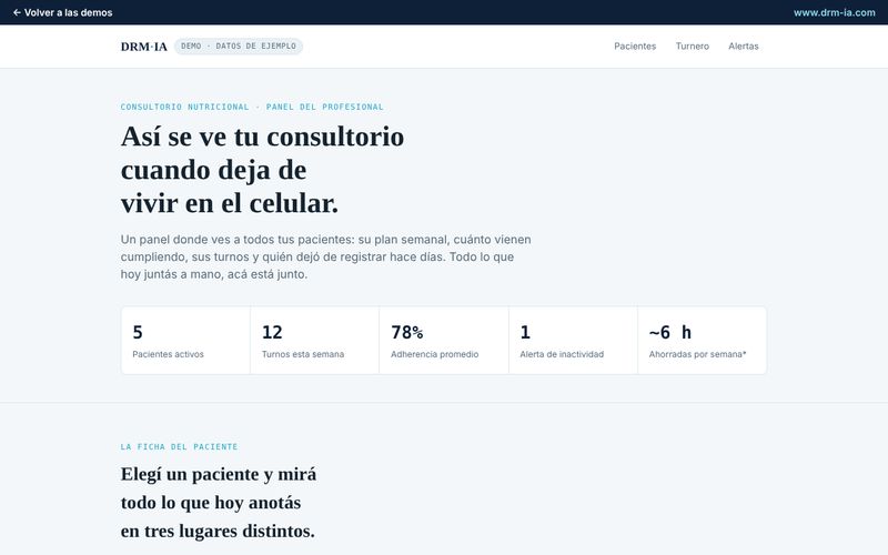 Vista previa de la demo: Consultorios de nutrición